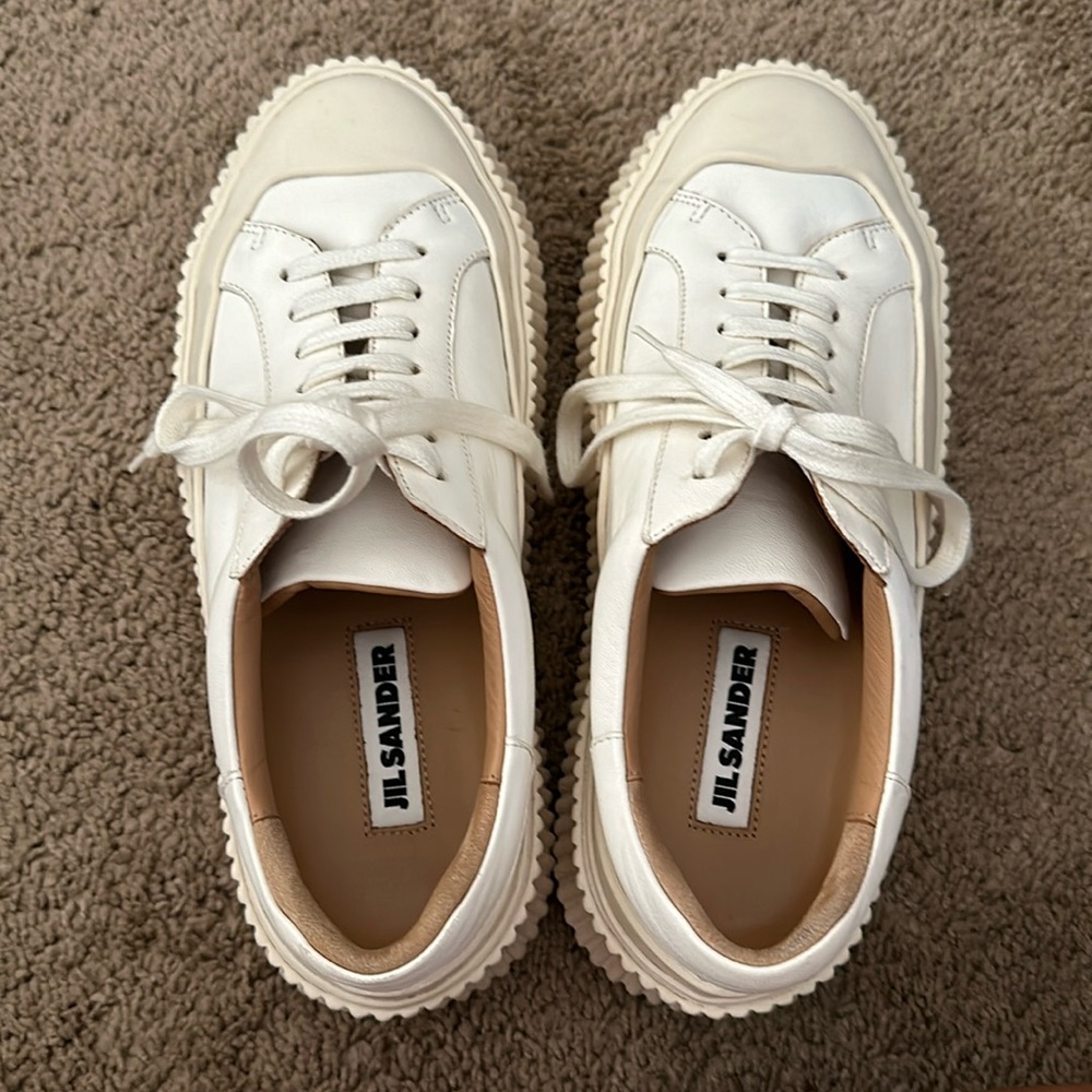 J Jil Sander Logo Canvas Platform Sneaker Women's